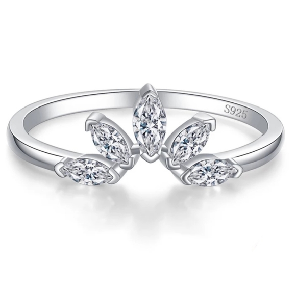 925 Sterling Silver Crown Ring Enhancer Marquise - Picture 2 of 16